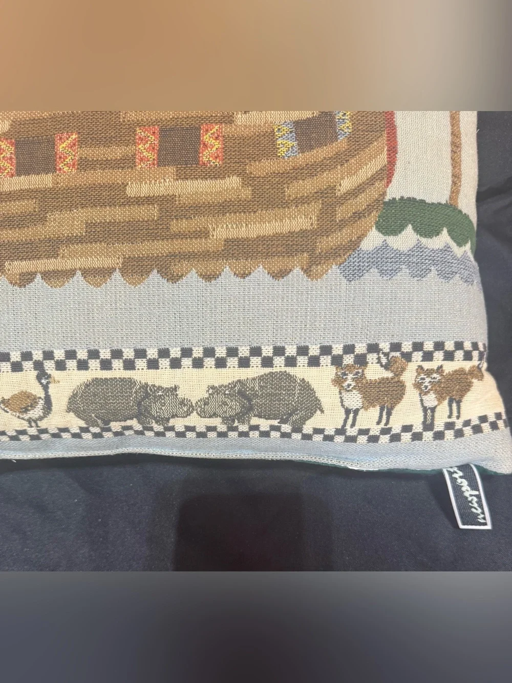 Noah’s Ark Animal Tapestry Throw Pillow 16x16